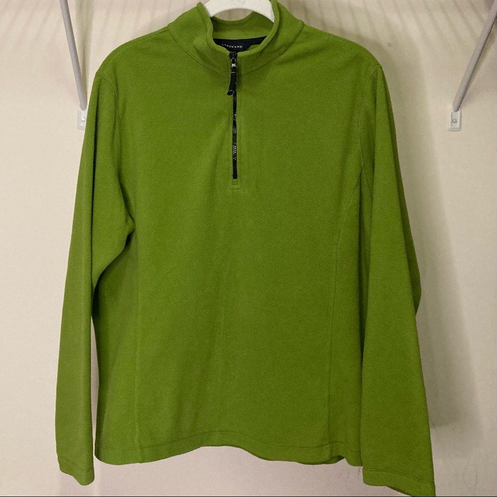 Lands' End Half-Zip Fleece Pullover Green  L 14 - 16